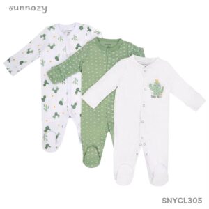 Sunnozy 3pcs sleepsuits 100% cotton - 3-6m