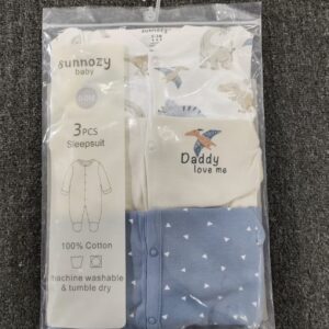 Sunnozy 3pcs sleepsuits 100% cotton