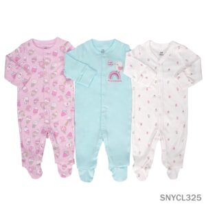 Sunnozy 3pcs sleepsuits 100% cotton - 3-6m