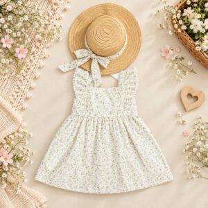 Sheer care girl dress with hat