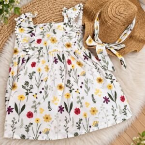 Sheer care girl dress with hat
