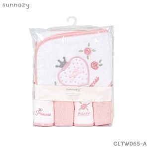 Sunnozy hooded towel (PINK) + Face towel 4pcs