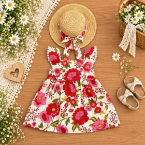 Sheer care girl dress with hat