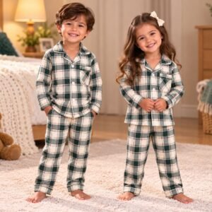 Kids Button Christmas Pyjamas